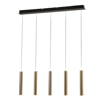 Lámpara Colgante Fabas Luce Prado De 5 Luces - Led Regulable De 33 W - Diseño Lineal En Latón