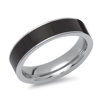 Anillo de acero inoxidable de 5 mm de ancho esmaltado en negro