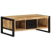 mesa de centro de madera maciza de mango rugosa 90x50x36 cm vidaxl