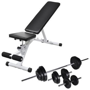 Banco De Entrenamiento Con Juego De Pesas Y Mancuernas 30,5 Kg Vidaxl