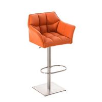 dudeco taburete alto damaso piel sintetica cromada naranja
