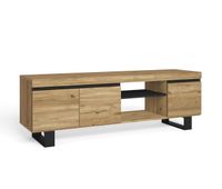 mueble de tv con patas naturale con patas roble y negro mediano nordico 160x40x53cm