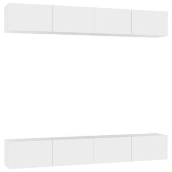 4 Uds Muebles Tv | Mueble De Salón | Armario Tv Madera De Ingeniería Blanco 100x30x30 Cm