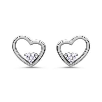 Pendientes corazón para mujer de plata 925 con circonita