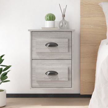 Mesita De Noche De Pared (2 Uds) - Madera Contrachapada - Gris Sonoma (41.5x36x53cm)