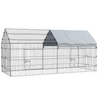 pawhut jaula para conejos de exterior e interior tipo caseta con toldo 220x85x103 cm plateado