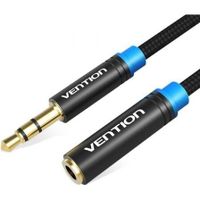 cable estereo vention vab-b06-b300-m jack 35 macho a hembra 3m negro conectores oro