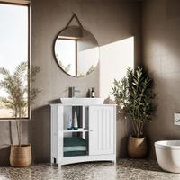 mueble de lavabo 2 amplios compartimentos 62 x 30 x 60 cm blanco