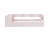 cama individual 90x200 cm con cama nido - con escritorio al lado - rosa