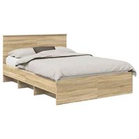 estructura de cama con cabecera roble sonoma 160 x 200 cm vidaxl
