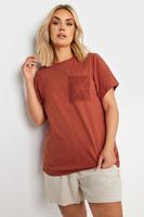 yours camiseta algodon terracota con bolsillo de ganchillo mujer curvy y tallas grandes yours