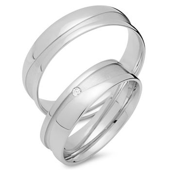 Alianzas 8 quilates oro blanco con diamante