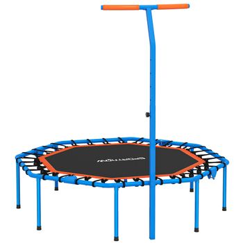 SPORTNOW Trampolín Fitness, Trampolín de entrenamiento con mango ajustable, estable y silencioso, para interior, acero, Azul   Aosom España