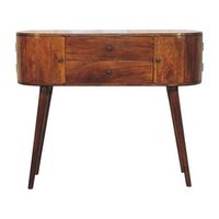 mesa consola grove de madera maciza muebles artesanales color castano