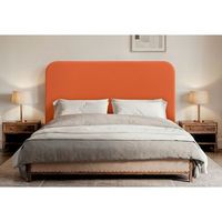 dhome cabecero naranja curvo con patas tapizado en polipiel 110cm altura 125cm para pared acustico absorbente cama dormitorio naranja 110cm