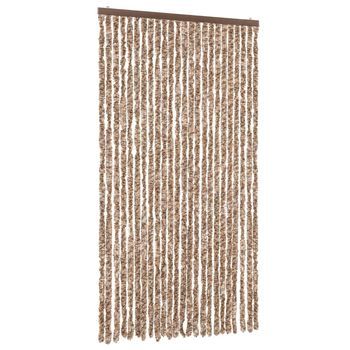 Cortina Antimoscas Chenilla Beige Y Marrón Oscuro 100x230 Cm Vidaxl
