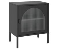 vidaxl mesita de noche vidrio y acero negro 50x35x60 cm