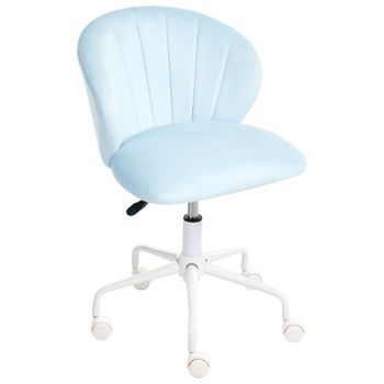 Silla De Oficina Moderna De Terciopelo Giratoria Altura Ajustable Azul Claro Cheerful