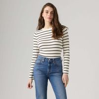 levis jersey rib crew sweater brandy stripe egret navy para mujer