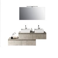 mueble de bano de 8 piezas doble lavabo en melamina color beige piedra