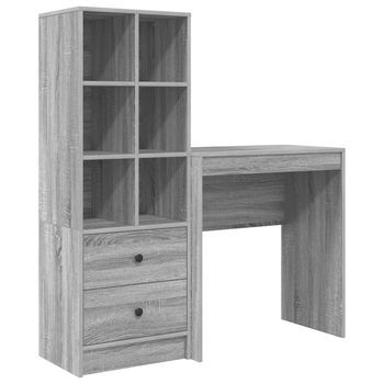 Escritorio Con Cajón Con Estante 2 Pcs Gris Sonoma Vidaxl
