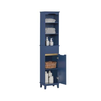 Armario Alto Para Baño Columna De Baño Estanterías De Baño Con 3 Estantes 1 Puerta Y 1 Cajón 35 X 30 X 170 Cm Bzr112-b Sobuy Es