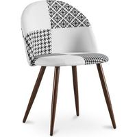 silla de comedor - tapizada en patchwork blanco y negro - evelyne blanco  negro