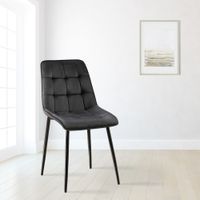 silla de comedor con reposapies en terciopelo negro