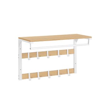 Perchero de Pared con Ganchos Roble y Blanco, Roble + Blanco / 30 x 65 x 42 cm