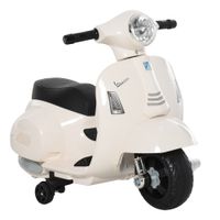 homcom motocicleta infantil vespa con faro bocina 4 ruedas moto electrica para ninos licencia oficial blanco   aosom espana
