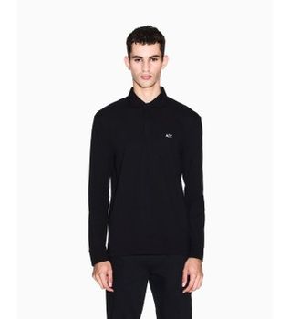 A|X Armani Exchange para hombre. XM001288AF17321UC001 Polo Relax negro (S), Casual, Algodón, Manga larga