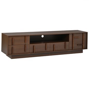 Mueble Tv De 180 Cm Color Nogal, Mdf, Para Televisores De Hasta 75 Pulgadas