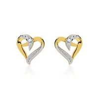 14 quilates pendientes de oro corazones con diamantes