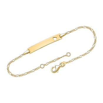 Pulsera corazón dorada con placa grabada