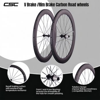 Ruedas de carbono para bicicleta de carretera CSC 700C, clincher, tubeless, freno V, juego de ruedas de carbono Toray T1000, 38mm, 50mm, 60mm de profundidad, buje R13, bicicleta de carreras