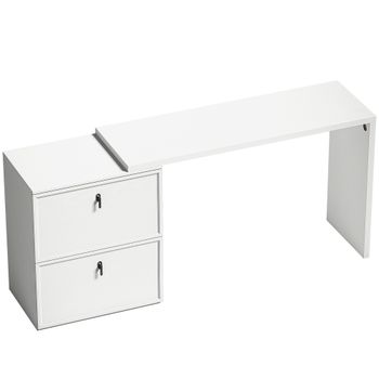 HOMCOM Escritorio Reversible en Forma de L con 2 Cajones Archivadores Diseño Moderno para Espacios Pequeños Oficina Blanco