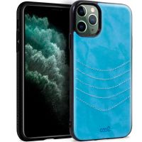 cool carcasa leather bordado celeste para iphone 11 pro max