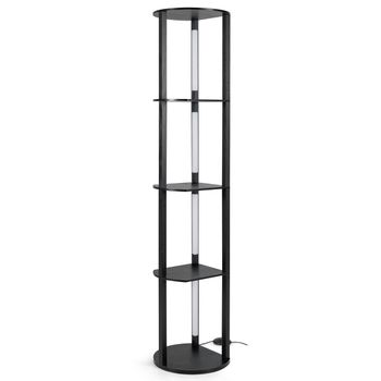 Costway Lámpara de Pie con Estantes de 4 Niveles con Tiras LED Orientables 3 Temperaturas de Color para Estar Oficina 35 x 30 x 163 cm Negro