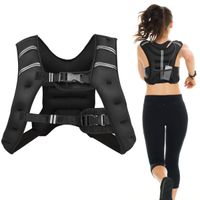 costway chaleco de peso chaleco con pesas de entrenamiento 15 kg con hebillas regulables y bolsa de red reforzar musculos negro