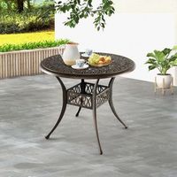 mesa de aluminio fundido exteriores 90x74cm orificio sombrilla almohadillas ajustables