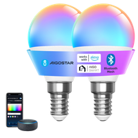 aigostar mesh- bombilla inteligente bluetooth mesh g45 2700k-6500k y rgb regulable e14 65w 555lm bombilla led inteligente compatible con alexa y google home incluye mando a distancia 2uds
