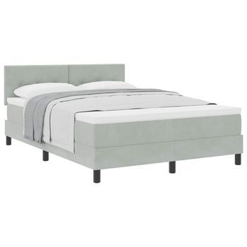 Cama Tipo Box Spring Gris Claro 160 X 200 Cm Terciopelo Vidaxl