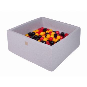 Meowbaby Piscina De Bolas, Cuadrada Seca Para Niños, Gris Claro : Amarillo/rojo/negro, 300 Pcs, 90x90x40cm