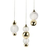lampara colgante led pantalla de vidrio base de metal estilo glamuroso dorado sora