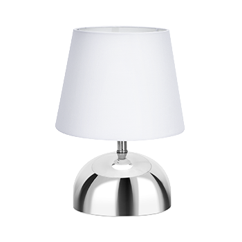 Aigostar - Lámpara de Mesa, Portalámparas de Casquillo Fino E14, Lámpara Decorativa con Base de Acero Brillante y Tulipa Blanca, Perfecta para Mesa de Noche o Decorar Cualquier Estancia
