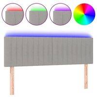 cabecero cama  panel de cabecera con led de tela gris claro 144x5x7888 cm