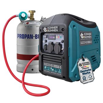 Könner&Söhnen 3000iG S Generador con inversor de 3,3 kW, generador de electricidad de gasolina y GLP