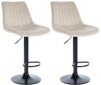 Set de 2 taburetes de bar toni en terciopelo crema 50x49.5x91 cm