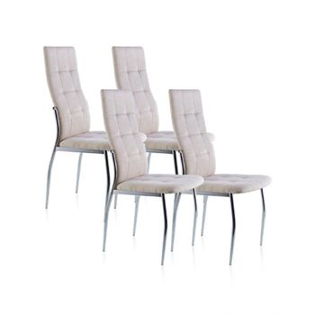 Pack 4 sillas de comedor 57x44 cm metal tejido - beige