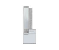 mueble recibidor con espejo y zapatero karen color blanco artik y cemento 61x185x28 cm